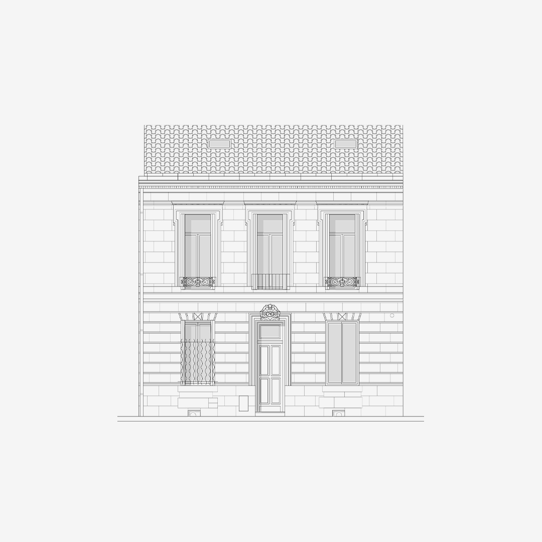 Elévation d'une façade, dessin d'architecte pour un dossier d'autorisation d'urbanisme.