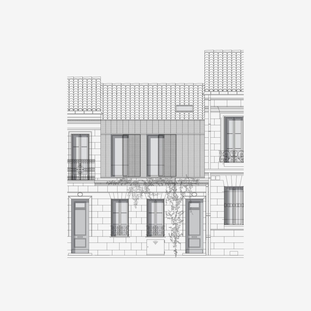 Façade d'architecte : surélévation d'une échoppe avec une écriture contemporaine.